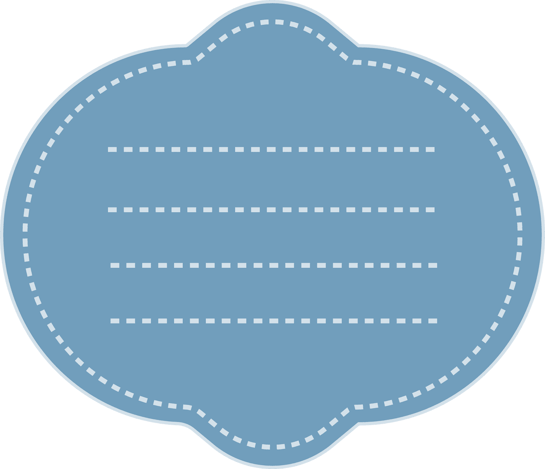 Curved Blank Blue Label with Lines on Transparent Background