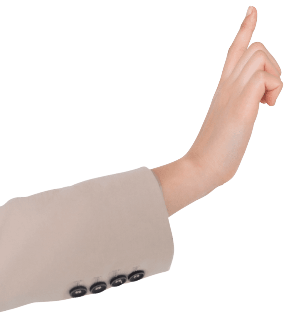 Caucasian Businesswoman Hand Pointing on Transparent Background