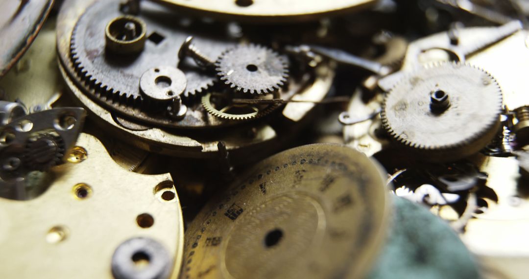 Close-Up of Clockwork Gears in Workshop Setting