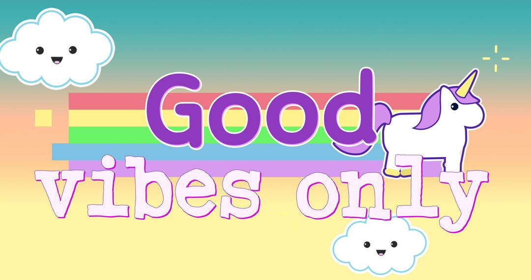 Whimsical Unicorn and Rainbow Good Vibes Greeting