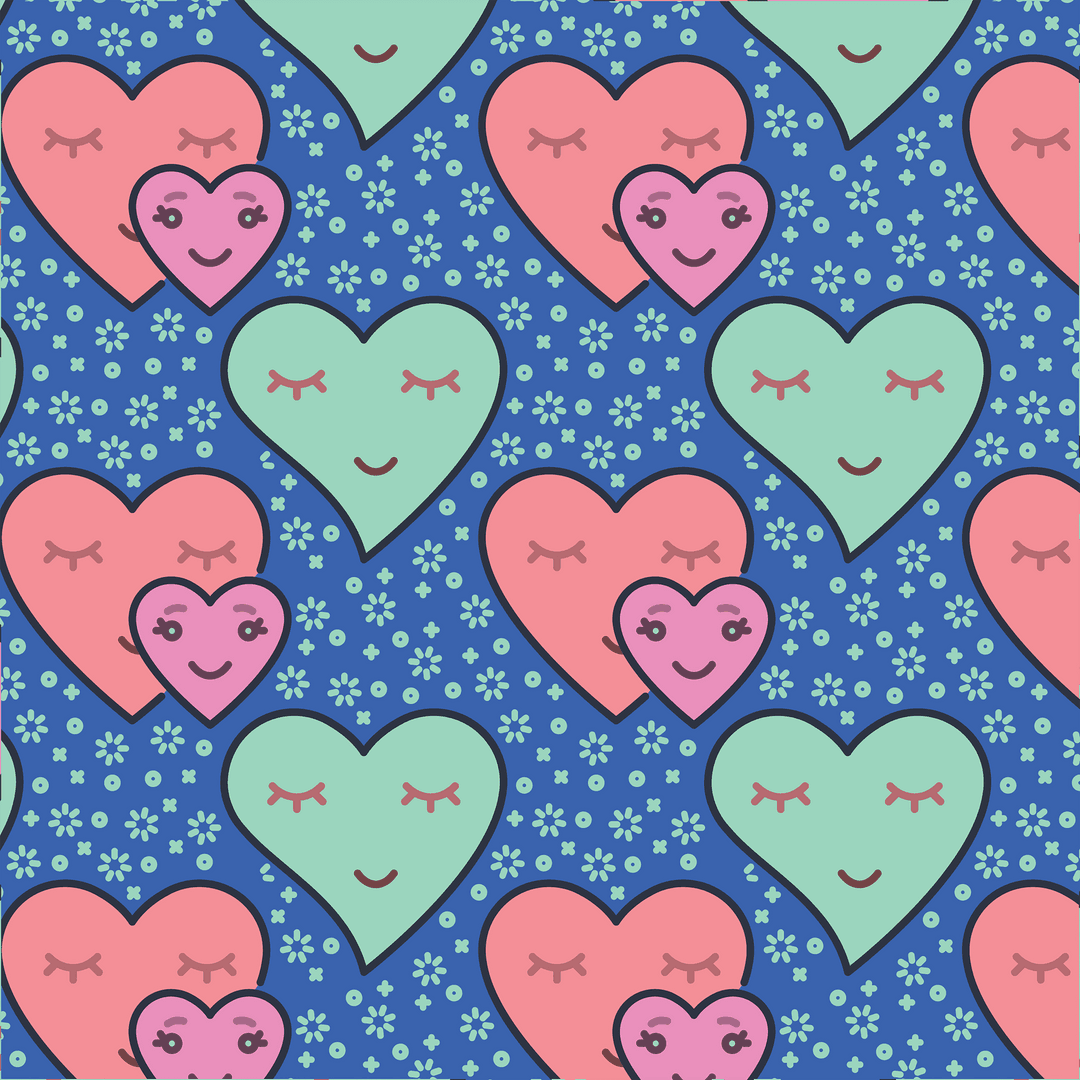 Cute Emoji Hearts Seamless Pattern on Transparent Background
