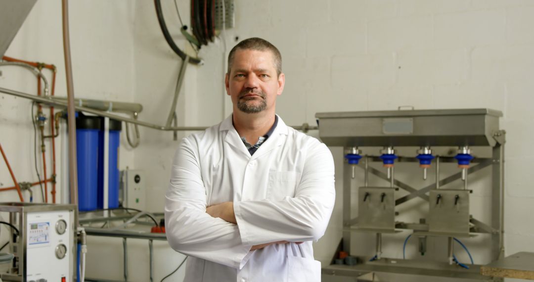 Caucasian man stands confidently in a lab, with copy space - Free Images, Stock Photos and Pictures on Pikwizard.com