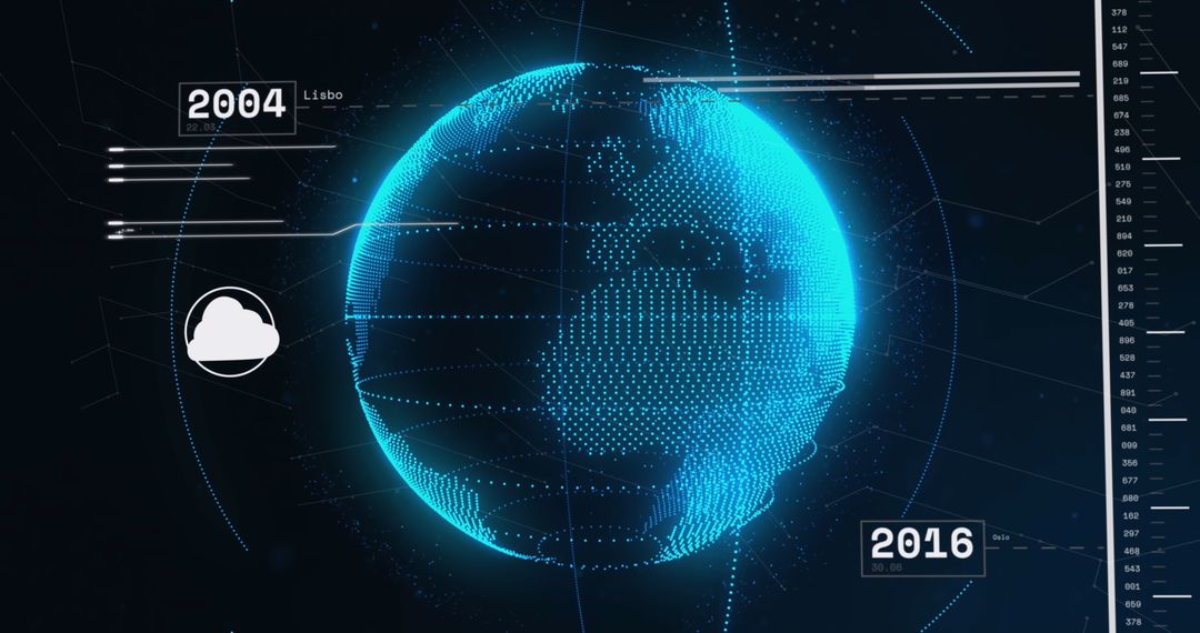 Holographic Globe Showing Global Business Data Visualization