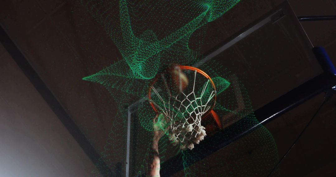 Futuristic Slam Dunk with Green Particle Effects
