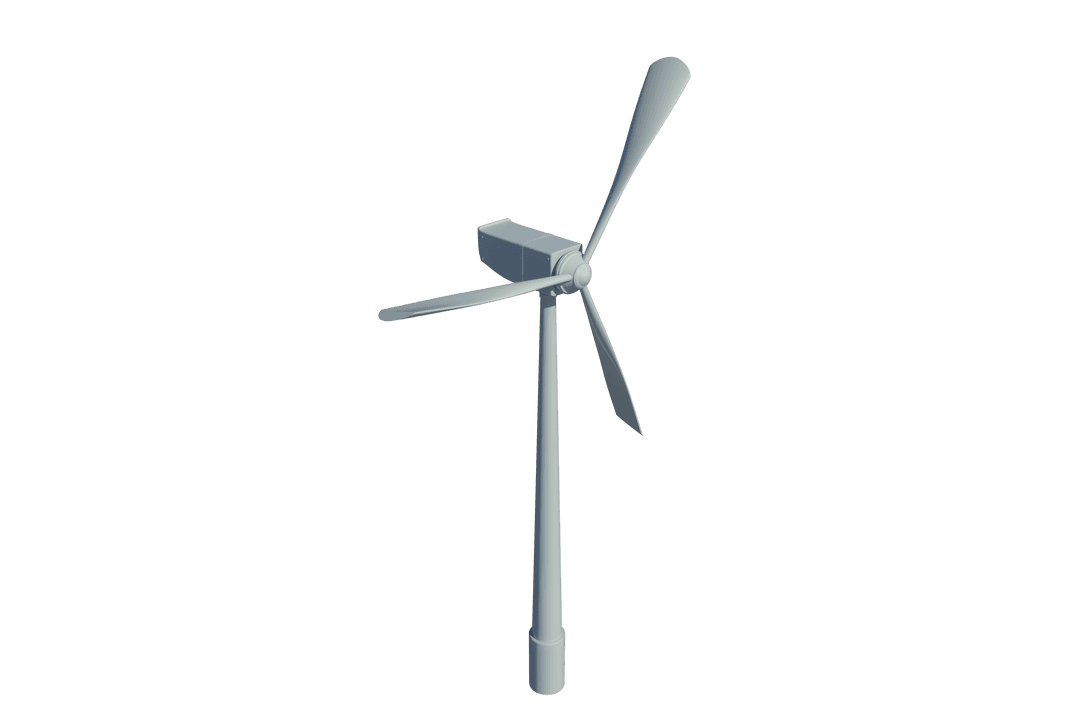 Transparent Digital Illustration of Gray Windmill on Clean Background
