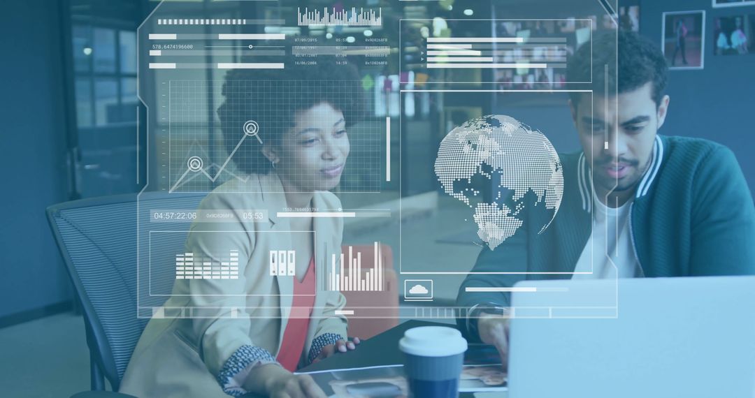 Diverse Colleagues Discussing Digital Data Analysis in Modern Office