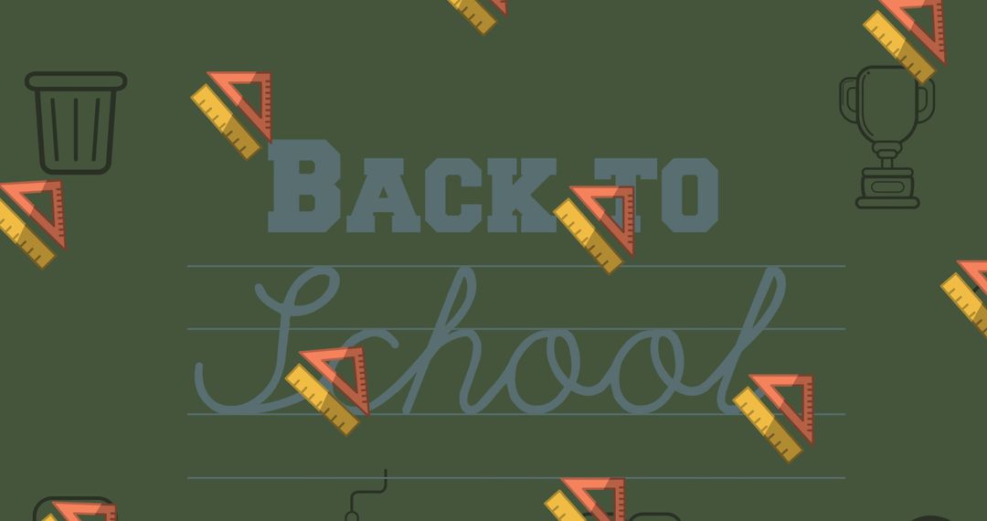 Retro Back to School Graphic with Floating Rulers on Green Backdrop