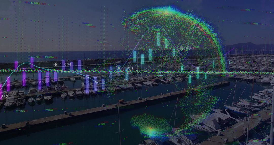 Digital Financial Data Overlap Global Port Background