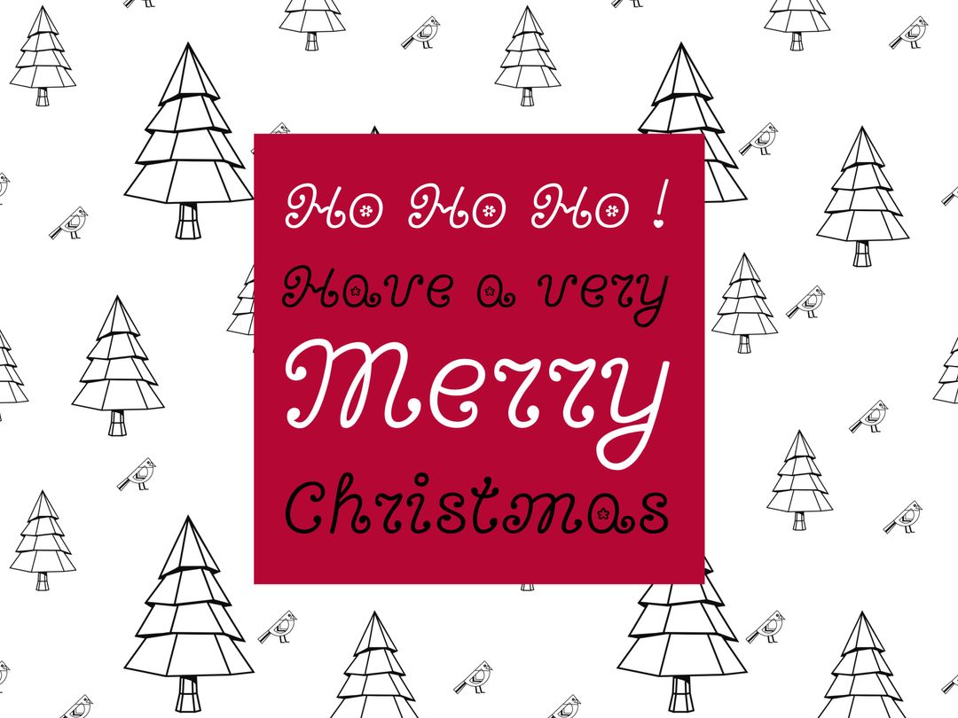 Festive Christmas Greeting with Whimsical Tree Illustrations