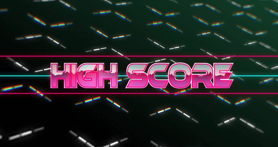 Retro High Score with Neon Glowing Text and Digital Background