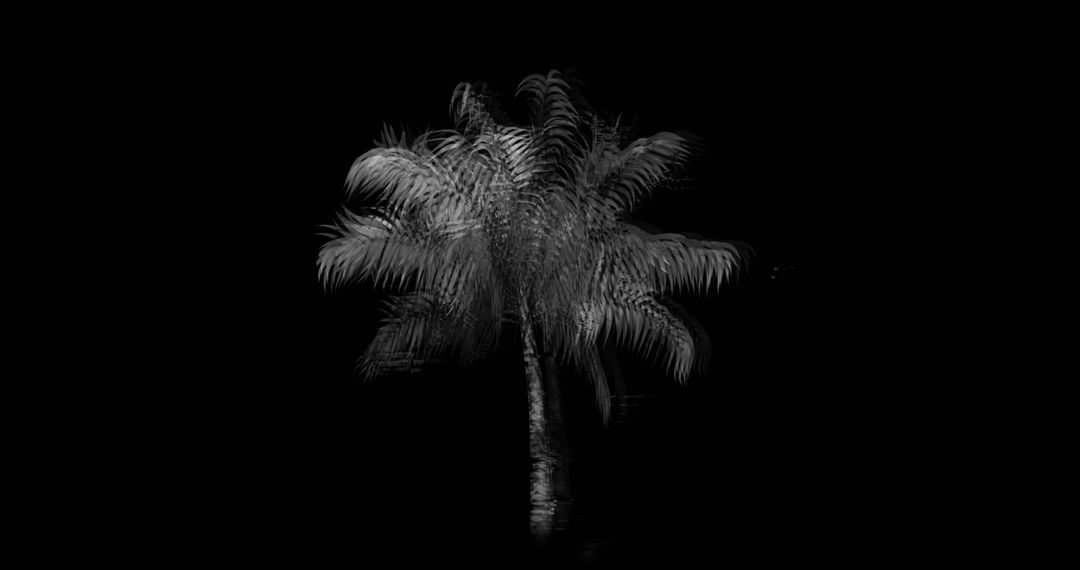 Abstract Distorted Palm Tree Illustration on Black Background