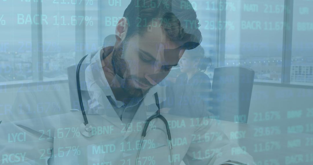 Digital Health Transformation: Doctor Analyzing Data in Medical Office