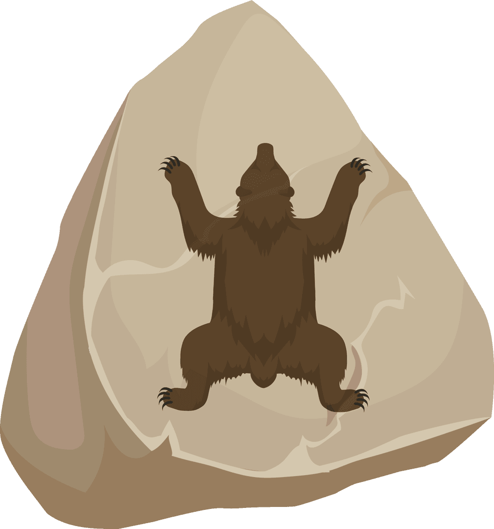 Brown Bear Silhouette on Rock with Transparent Background