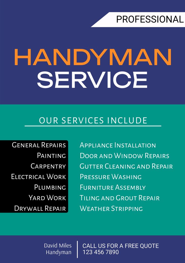 Professional Handyman Service with Comprehensive List of Repair Services - Download Free Stock Templates Pikwizard.com