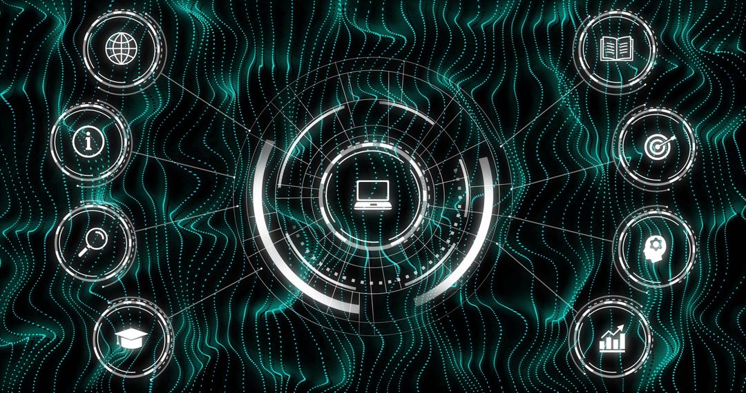 Futuristic Digital Interface Scan with Technology Icons