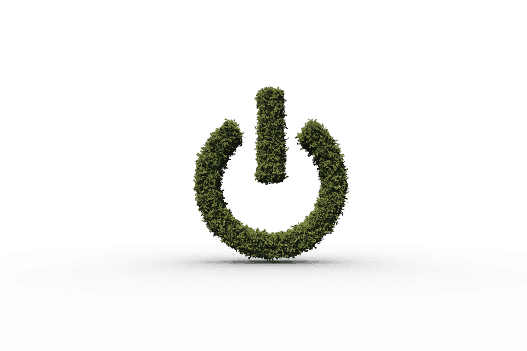 Grass-Covered Power Symbol on Transparent Background