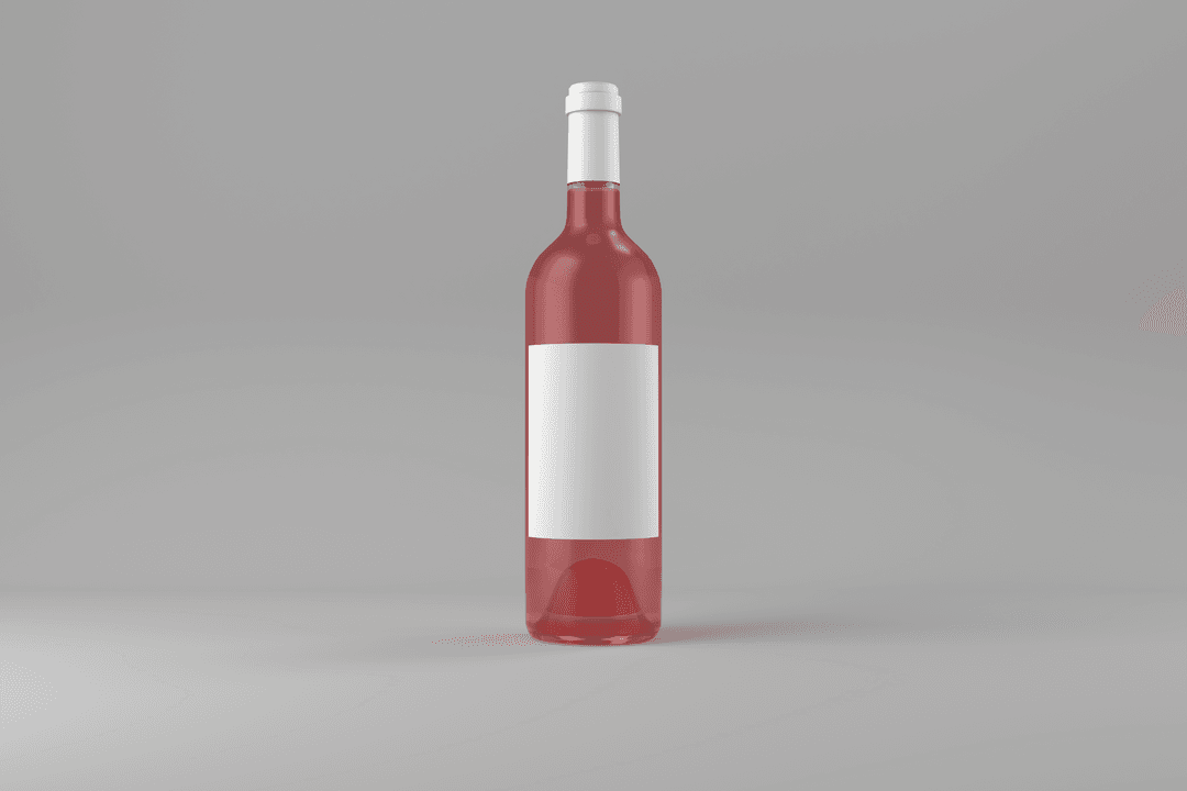 Transparent Red Wine Bottle Mockup with Blank Label