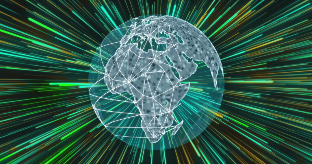 Digital Earth with Light Trails Abstract Technology Background