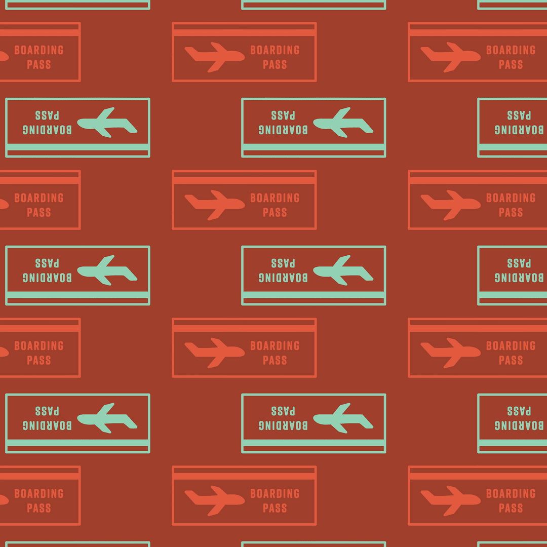 Seamless Boarding Pass and Plane Pattern on Scarlet Red Design - Download Free Stock Images Pikwizard.com