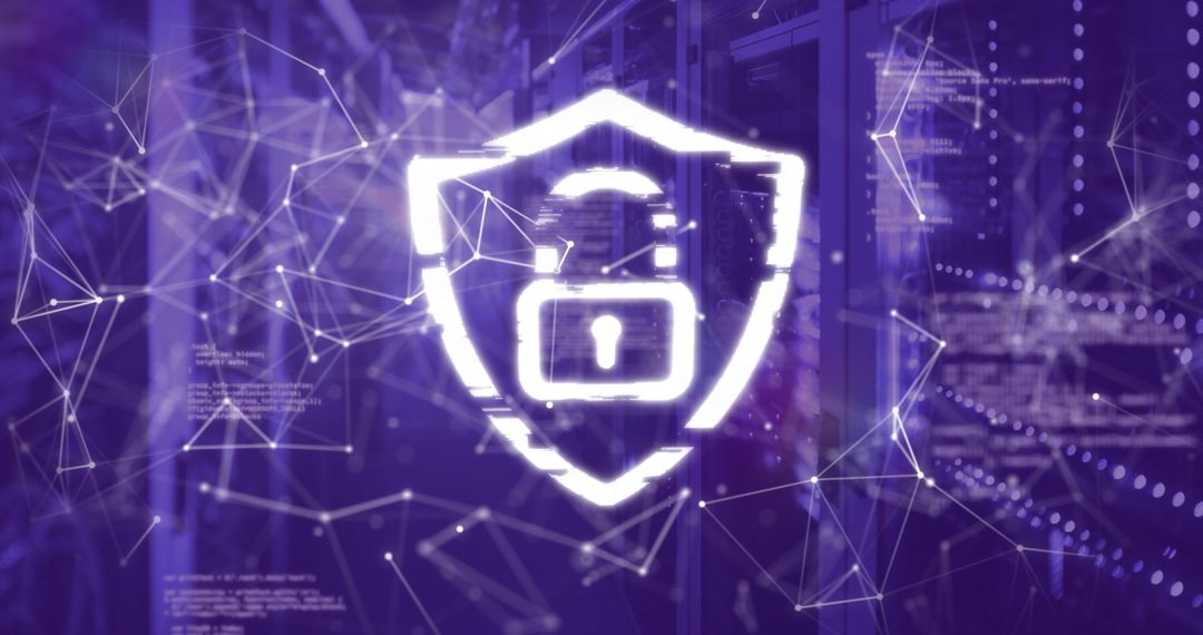 Digital Shield Symbolizing Cybersecurity Over Servers