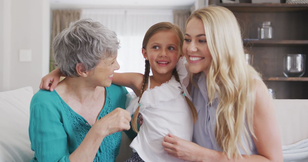 Three Generations of Women Smiling Together at Home - Free Images, Stock Photos and Pictures on Pikwizard.com