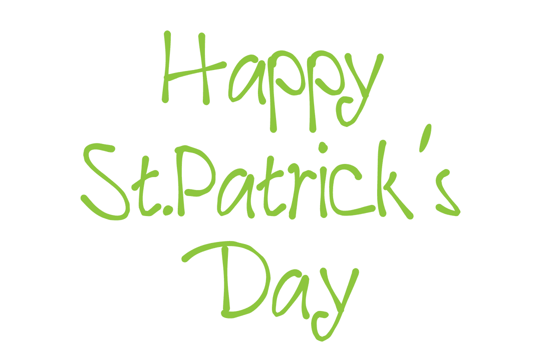 Happy St. Patrick's Day Green Text Illustration Transparent Background