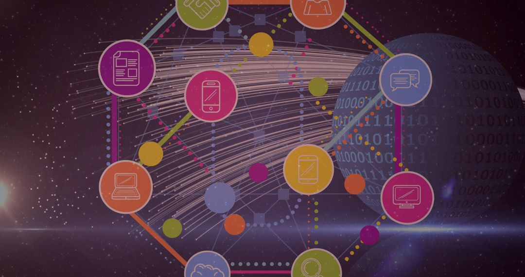 Social Media and Technology Icons Over Global Network