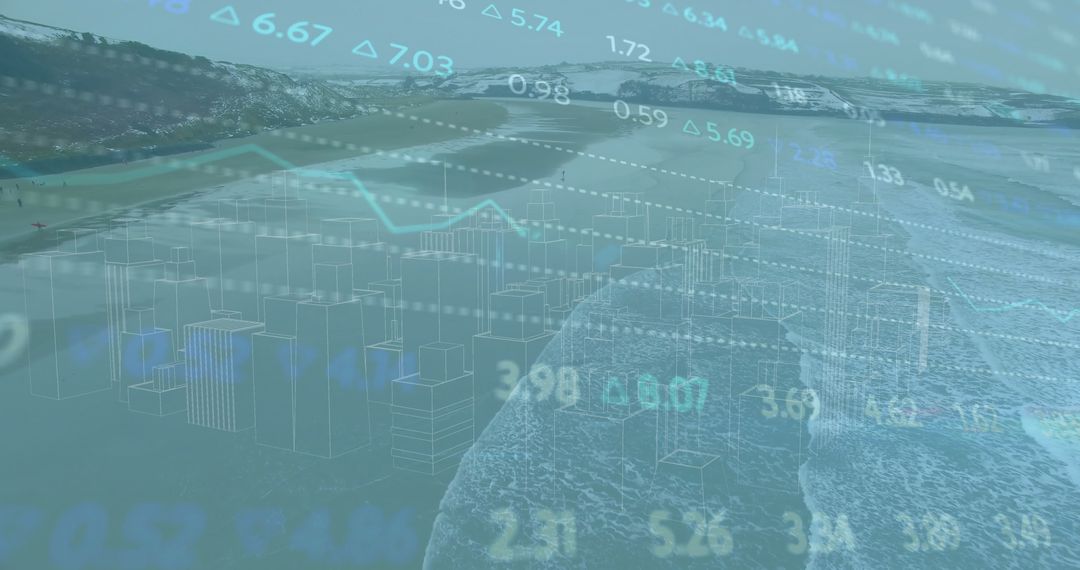 Digital Analytics Overlay Coastline Innovation Visualization