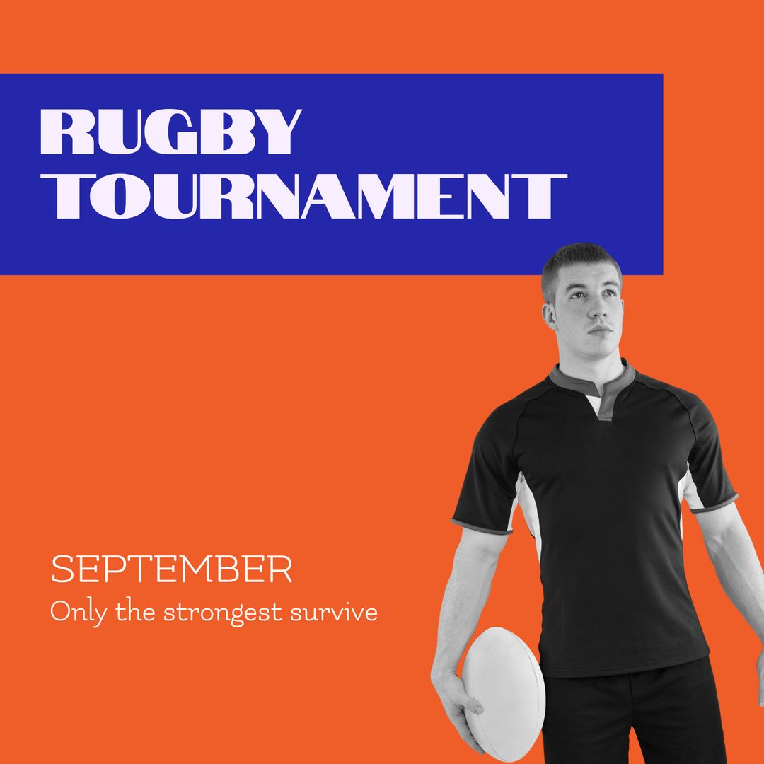 Rugby Tournament Promotional Graphic with Rugby Player - Download Free Stock Templates Pikwizard.com