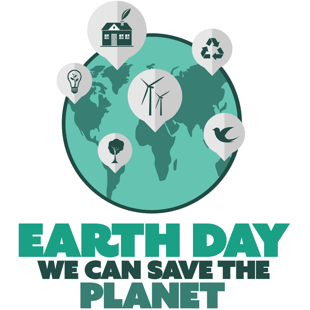 Earth Day Transparent Icons Highlight Eco-Friendly Initiatives