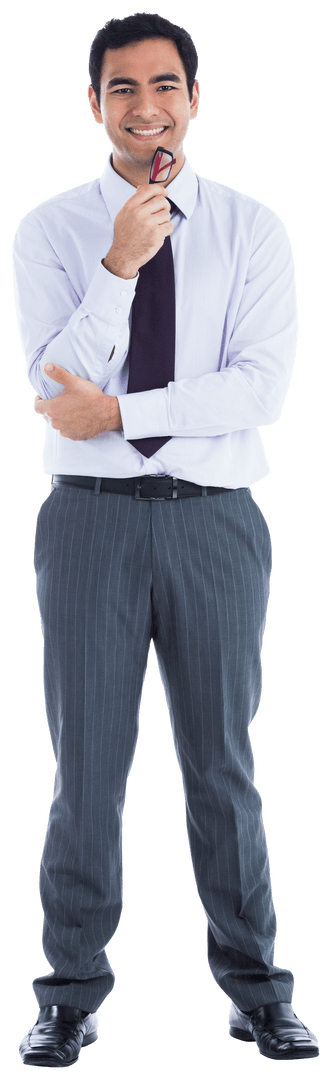 Smiling Businessman with Glasses on Transparent Background