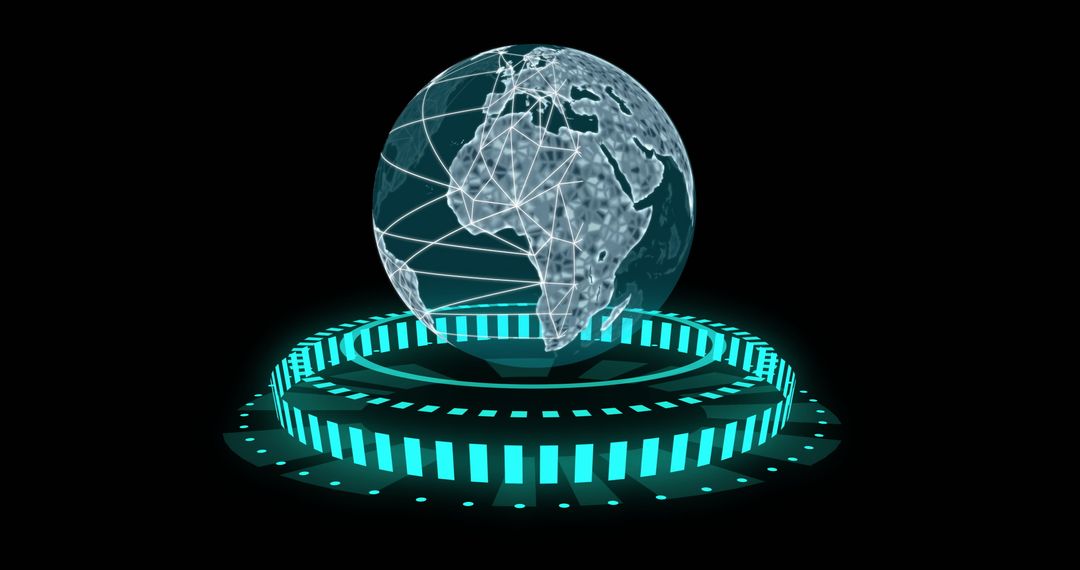 Futuristic Holographic Earth with Digital Data Connections