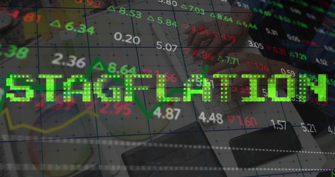 Stagflation Financial Background with Stock Market Data - Free Images, Stock Photos and Pictures on Pikwizard.com