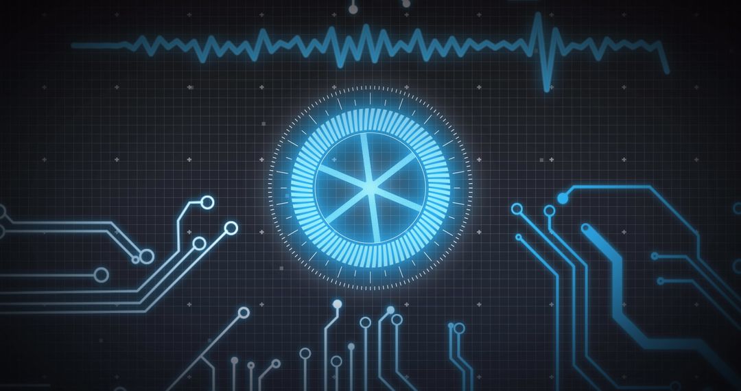 Futuristic Digital Interface with Tech Circuitry and Blue Aesthetics