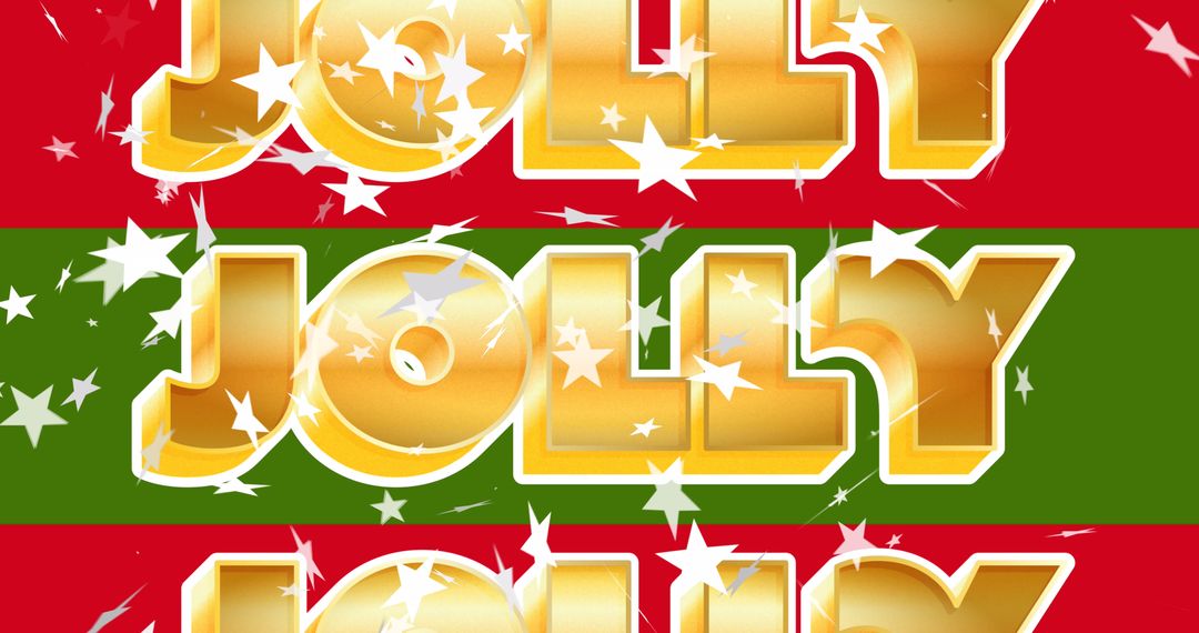 Festive Merry Christmas Jolly Text with Stars and Stripes