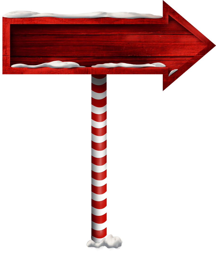 Transparent Christmas Wooden Arrow Sign with Snow Overlay