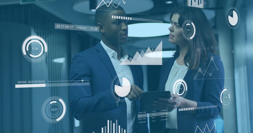 Business Executives Analyzing Digital Data