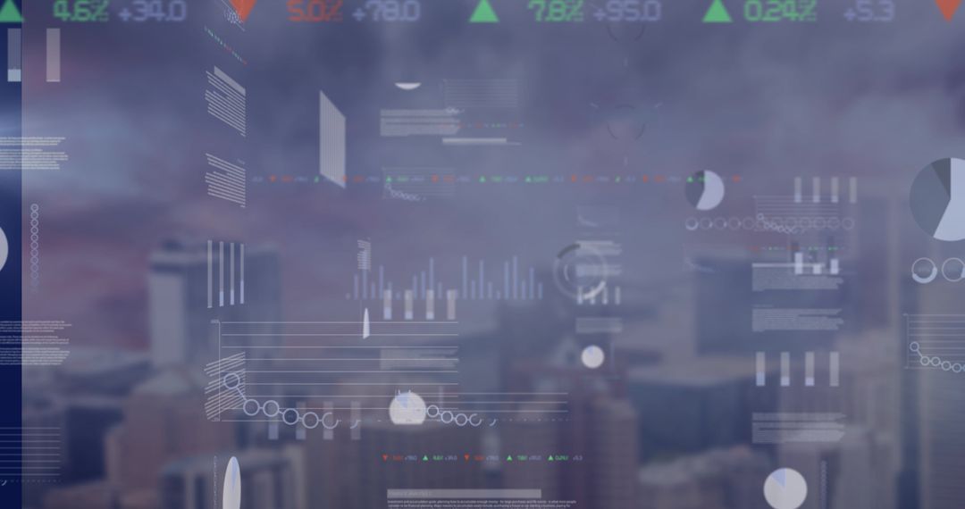 Digital Data and Technology Overlay on Urban Cityscape