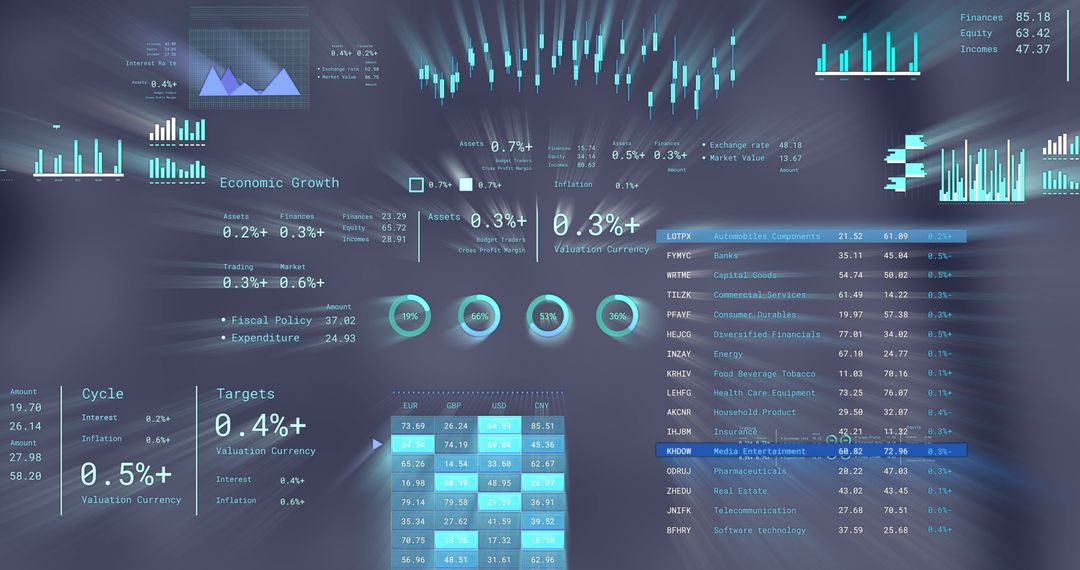 Digital Financial Data Processing on Dark Abstract Background