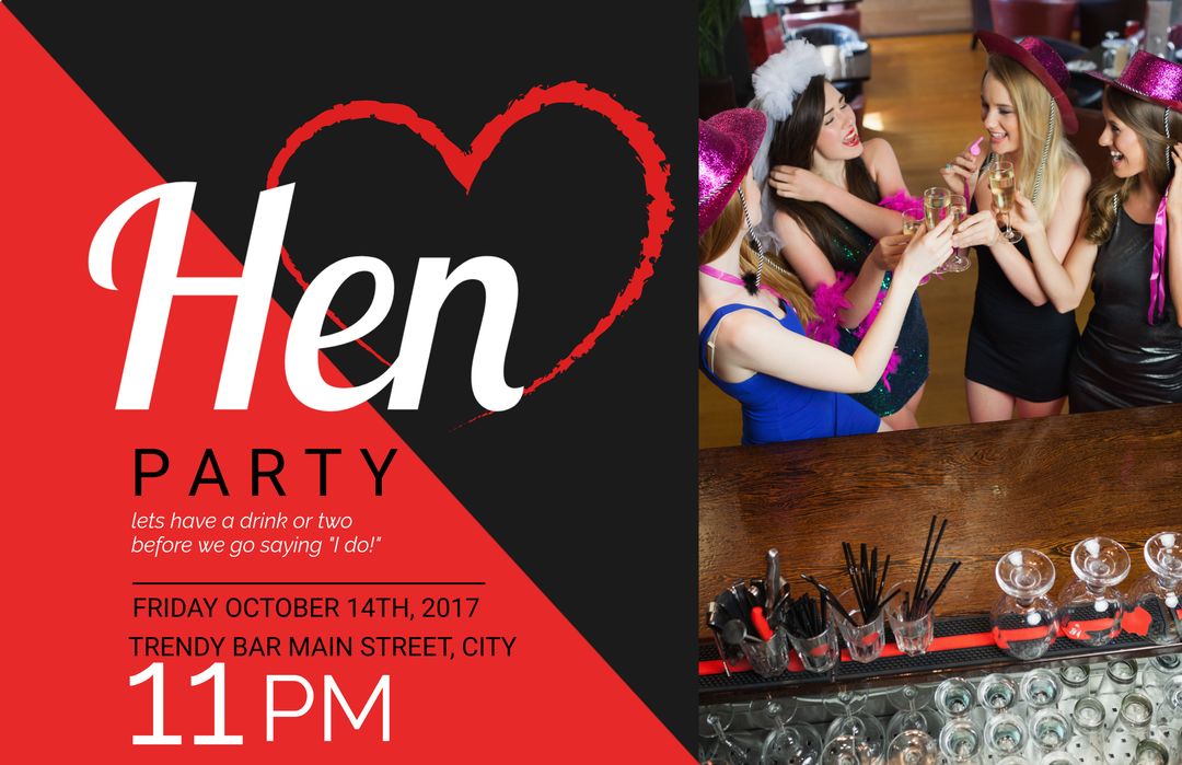 Hen Party Celebration Invitation with Cheers at a Bar