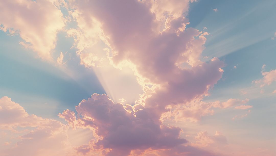 Dramatic Sunbeams Through Cumulus Clouds with Spectacular Crepuscular Rays