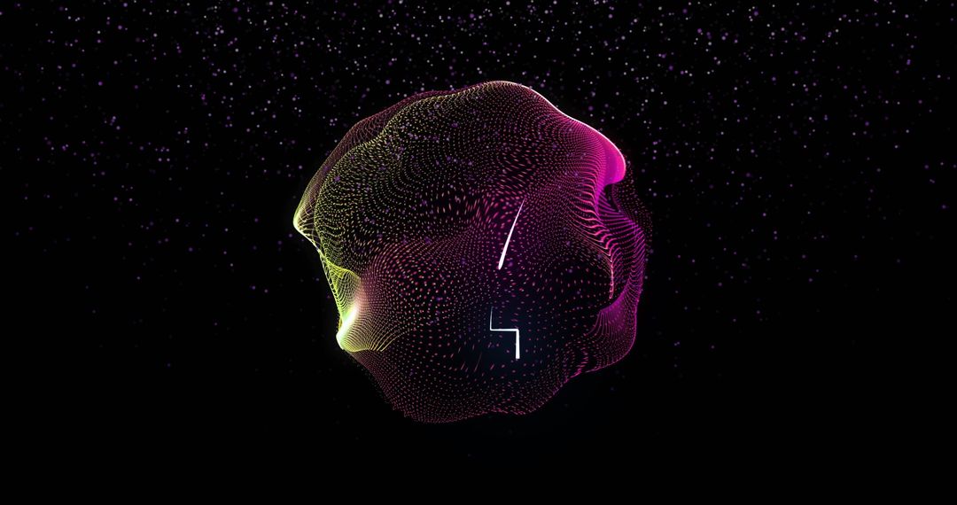 Abstract Digital Network Sphere Over Starry Background