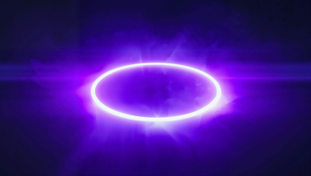 Glowing Neon Purple Ring Amidst Mystical Dark Space