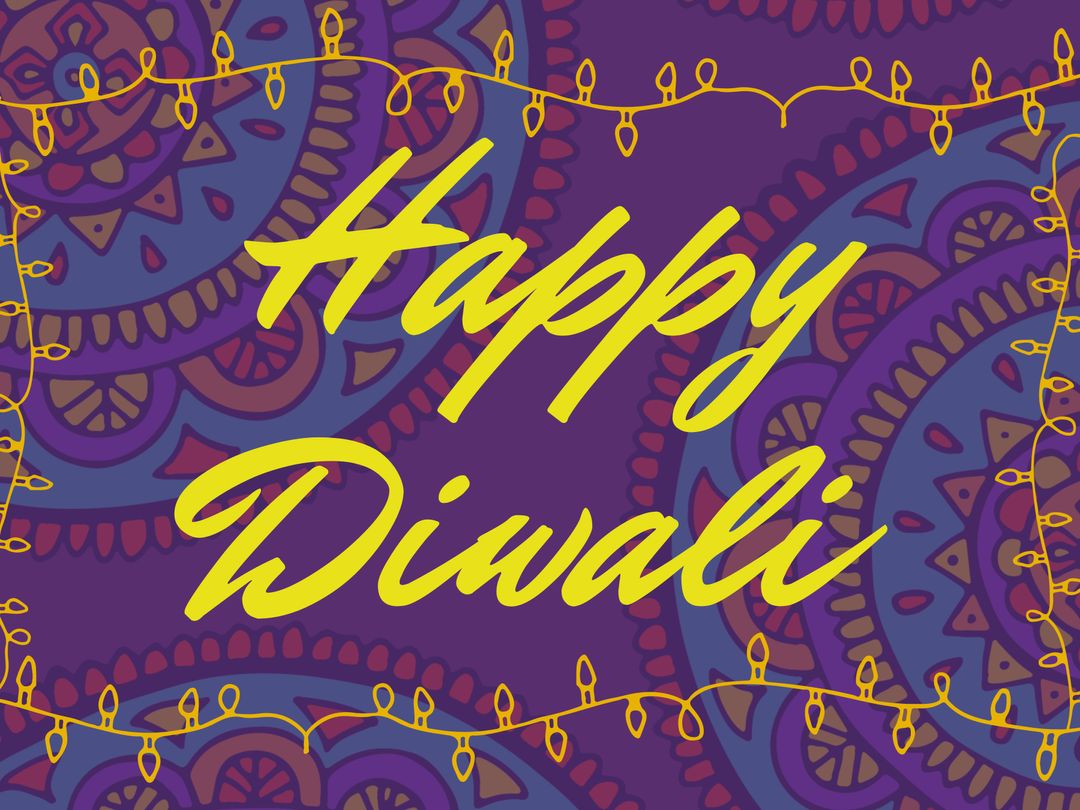 Colorful Diwali Greeting Card with Festive Lights