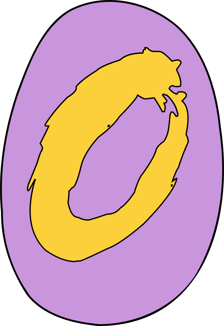 Abstract Golden Brushstroke Ring on Lavender Oval with Transparent Background