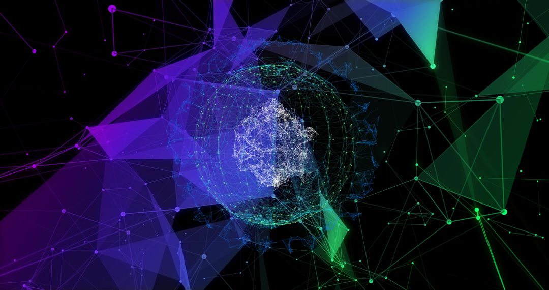 Abstract Digital Network with Global Connections and Colorful Shapes