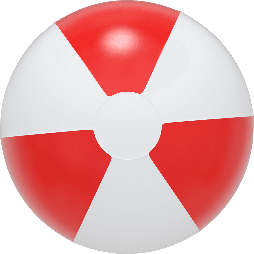 Bright Red and White Beach Ball On White Background Transparent Image