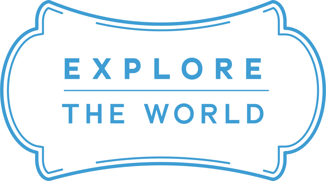 Travel Badge with Explore the World Text on Transparent Background