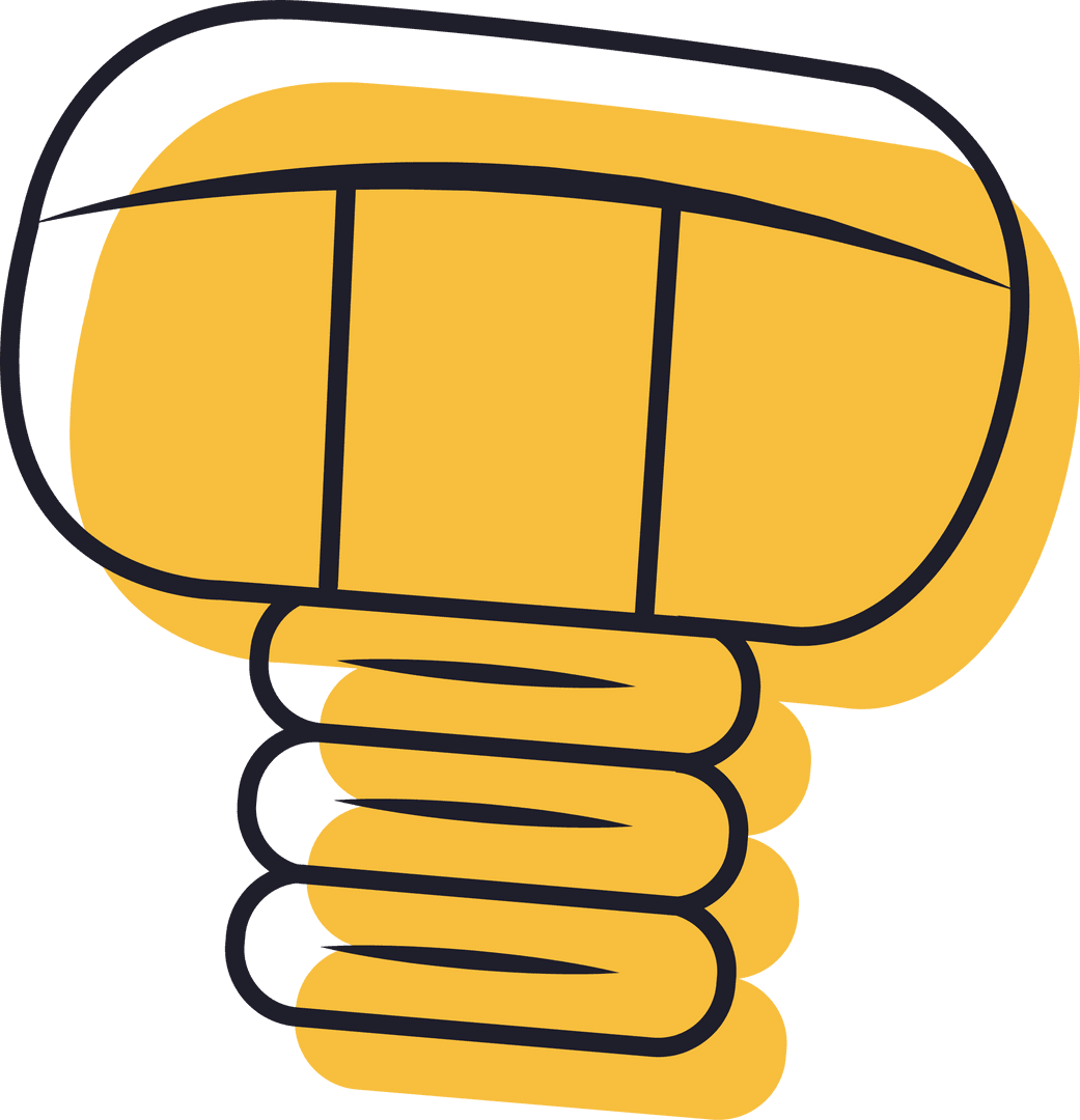 Yellow Graphic Screw on Transparent Background with Bold Outline