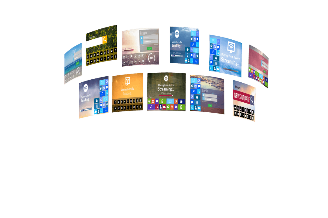 Digital Streaming Hub Transparent Screens Concept Background